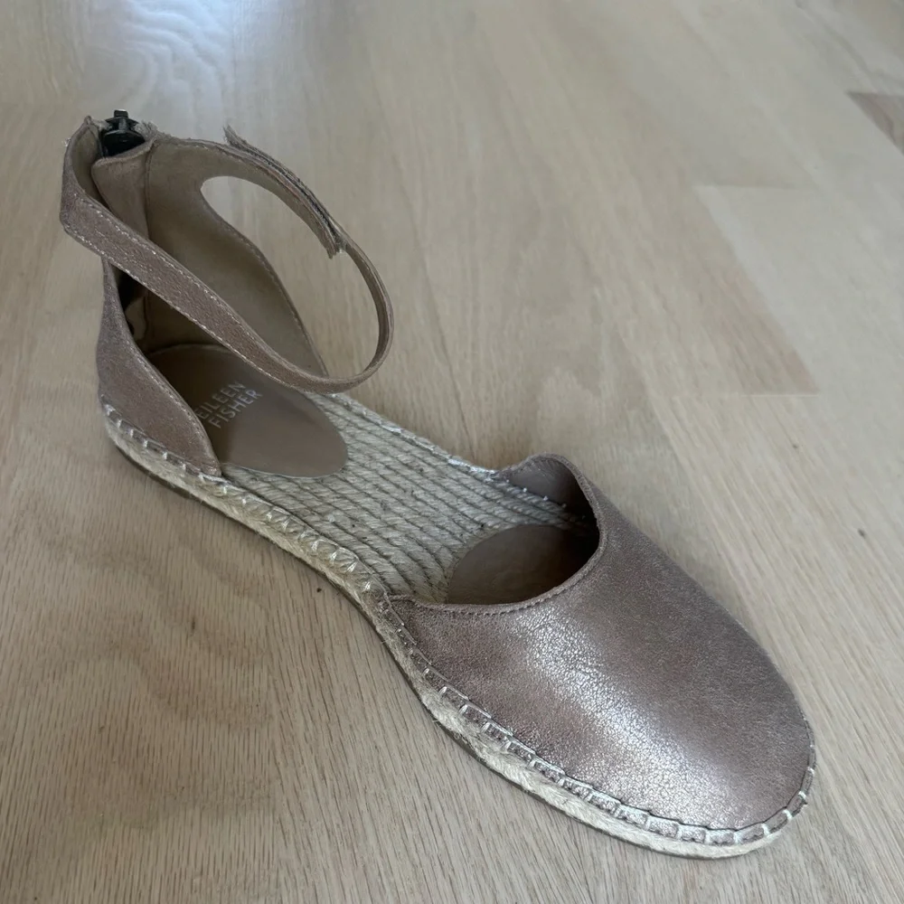 New Eileen Fisher Womens Lala Ankle Sandal 9.5 Jute Espadrille Flat Zip
